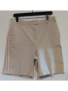 Beige Khaki Shorts Stripe Preppy Grosgrain Ribbon